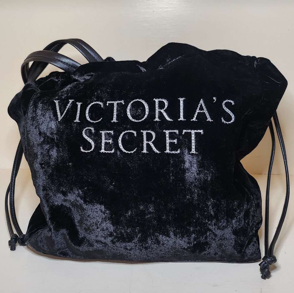 Victoria's Secret Black Crush Velvet Tote Bag